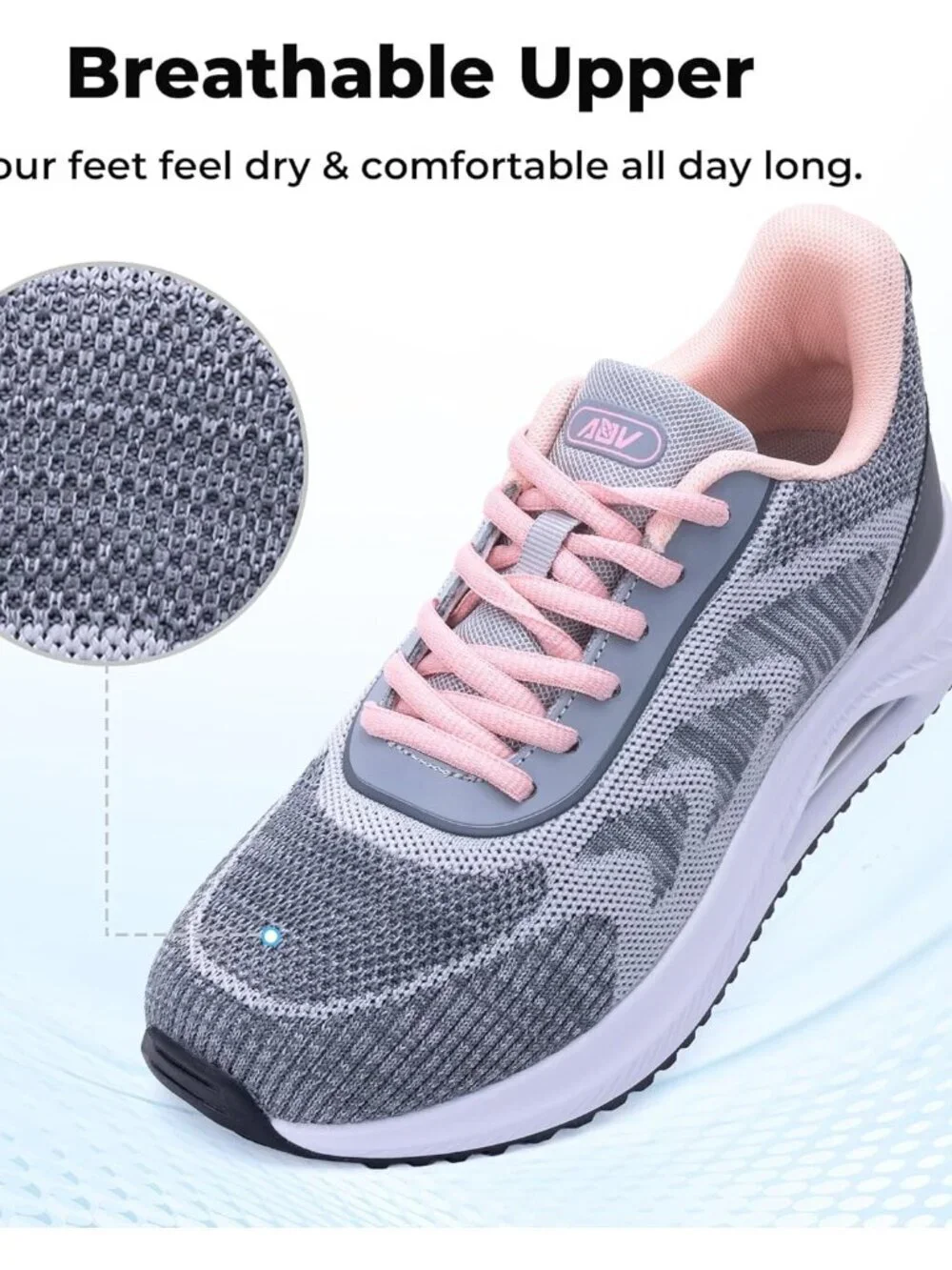 Women's Grey-pink Arch Support Walking Shoes Plantar Fascistic Sneakers